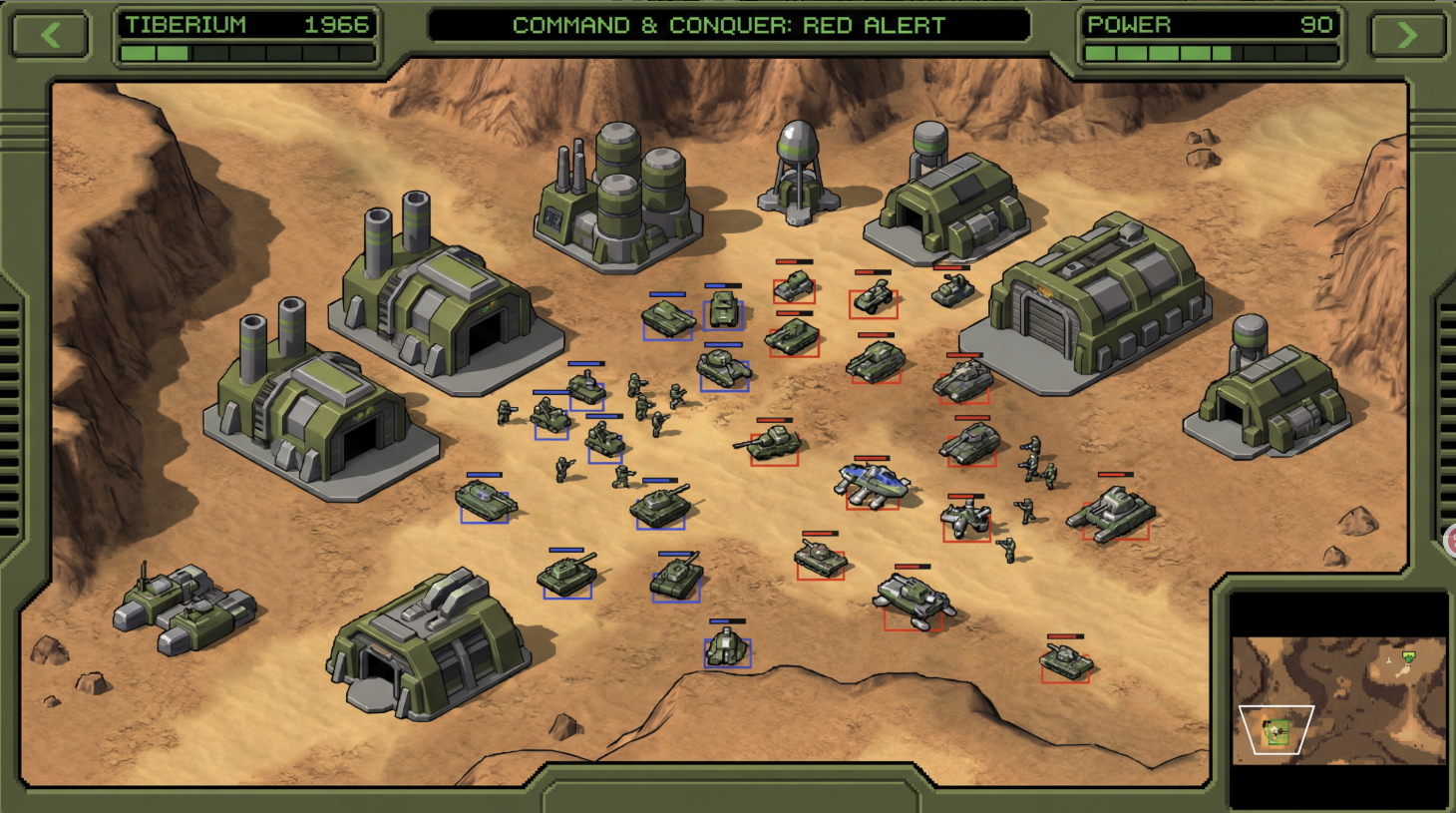 Real-Time Strategy Game - Command & Conquer style gameplay showing base building and unit management