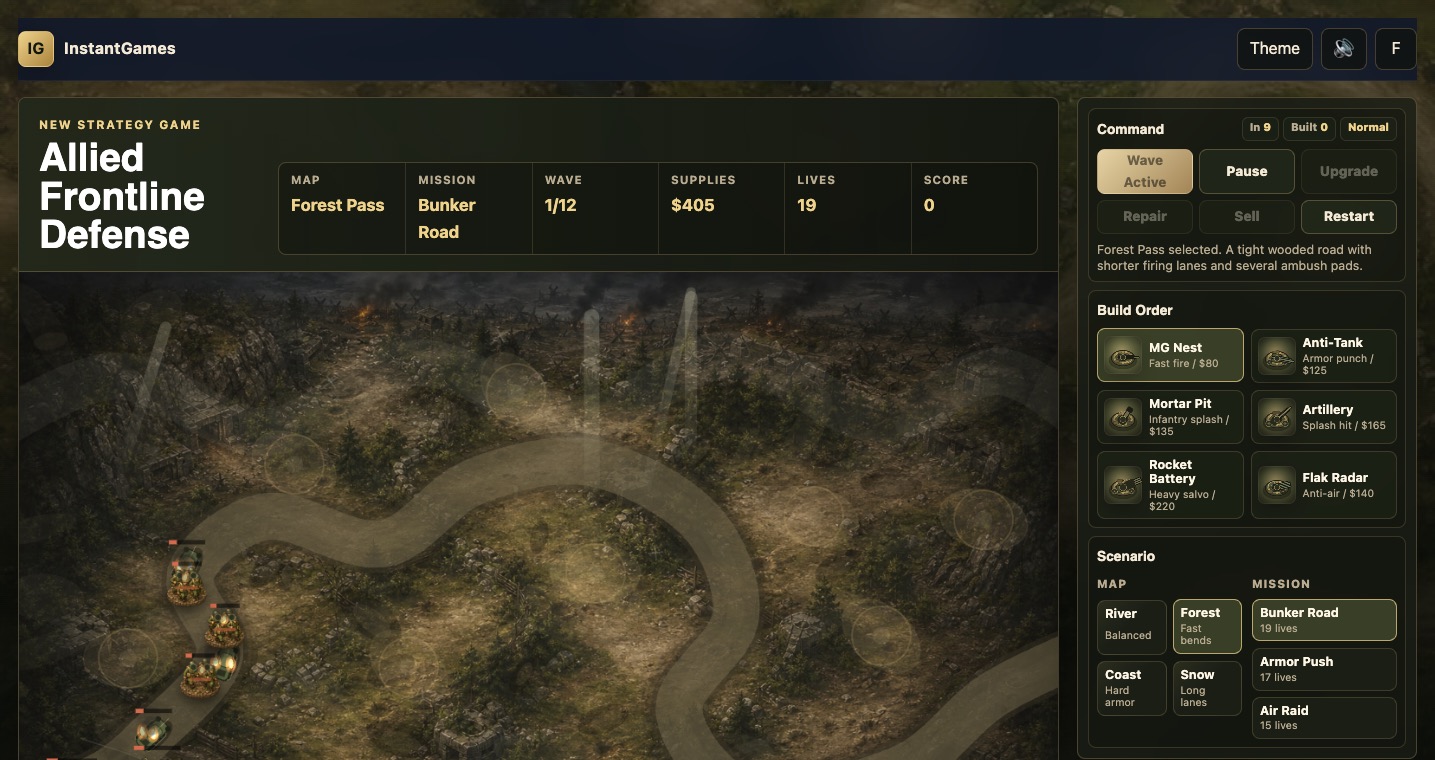 Damaged enemies in Allied Frontline Defense showing smoke and fire effects after losing health