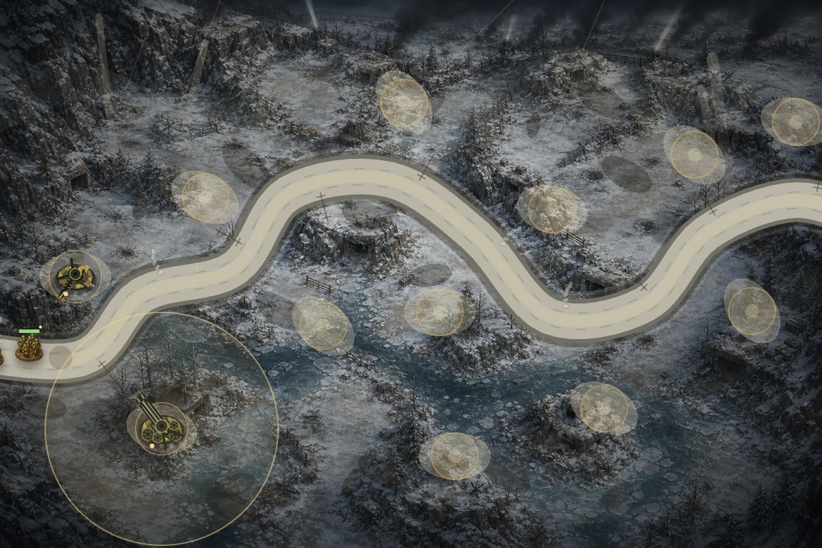 Snow Ridge map during combat in Allied Frontline Defense