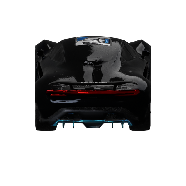 Earlier raw Meshy vehicle render with dark rough surface