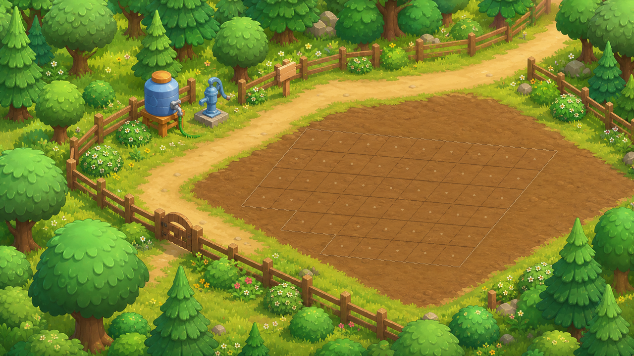 Sunny Farm Days generated farm map preview