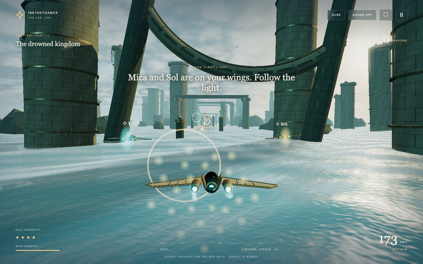 Storm Courier - Free Browser Flight Game over ocean ruins