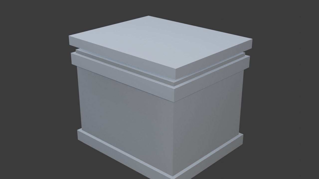 EEVEE render of the low-poly crate with lid, bands and lock